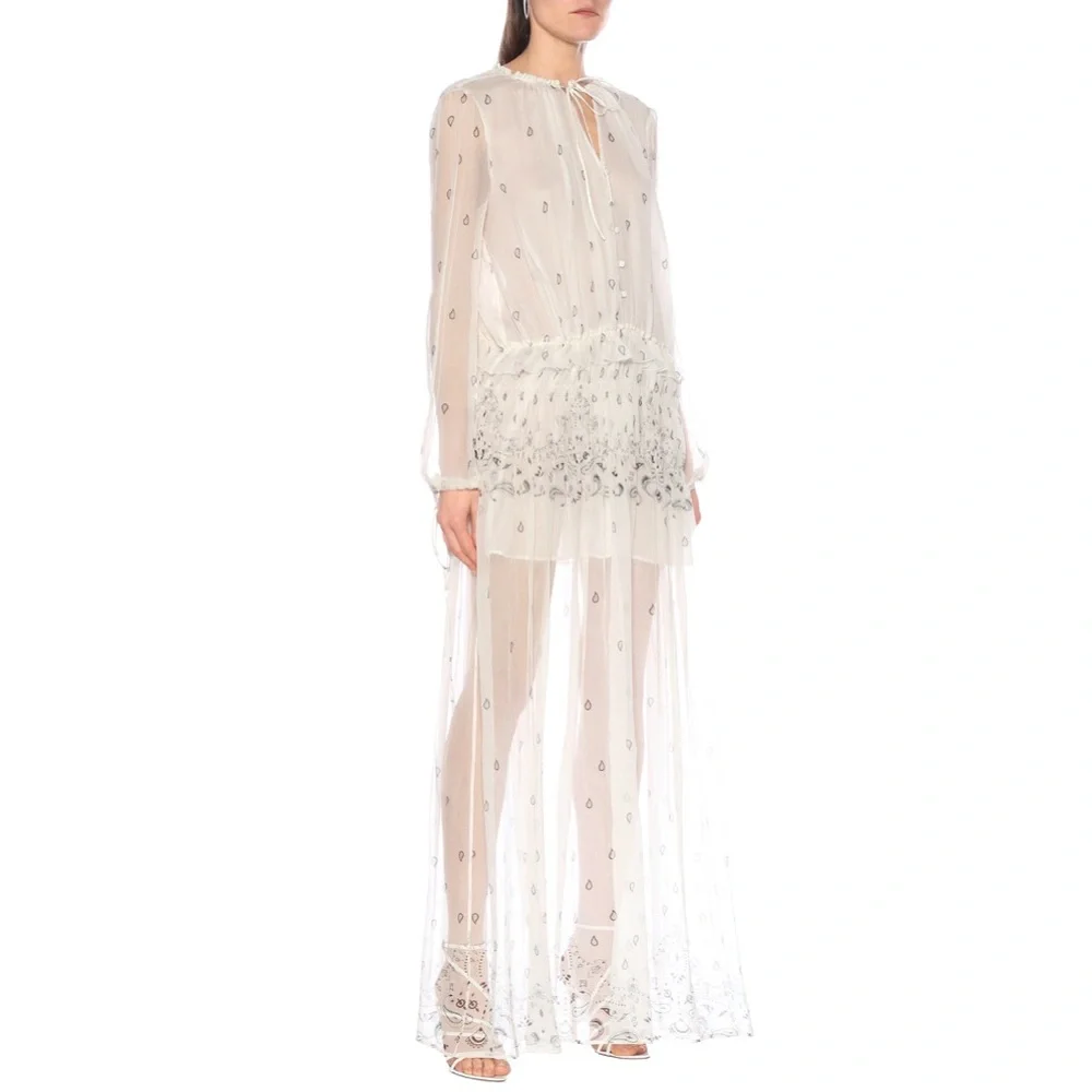 AMIRI Paisley Silk Maxi Dress, White Ivory, NWT, $2000K MSRP, IT 38 - Picture 6 of 11